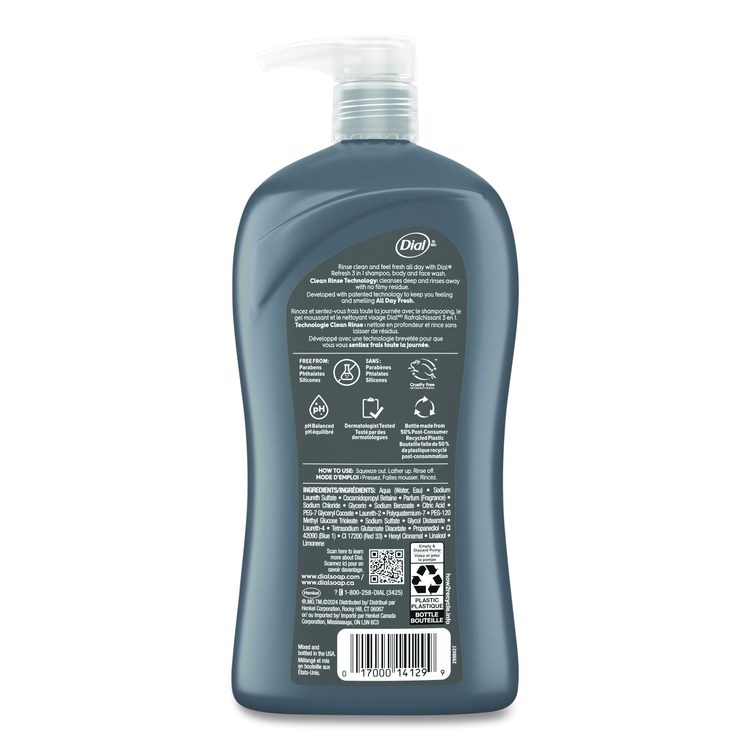Men Refresh 3-in-1 Body, Hair and Face Wash, Blue Sage Scent, 32 oz, 4/Carton