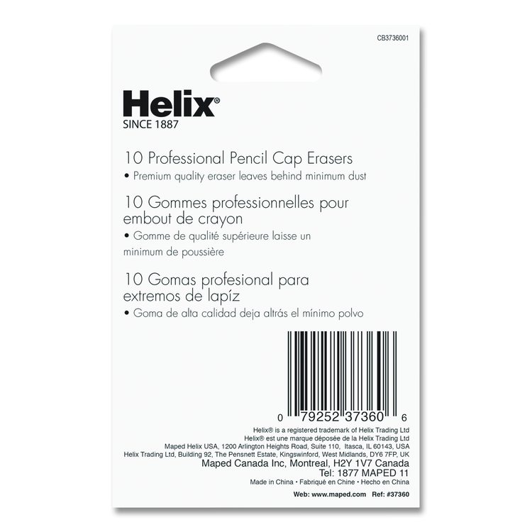Professional Hi-Polymer Oversized Pencil Cap Erasers, For Pencil Marks, White, 10/Pack