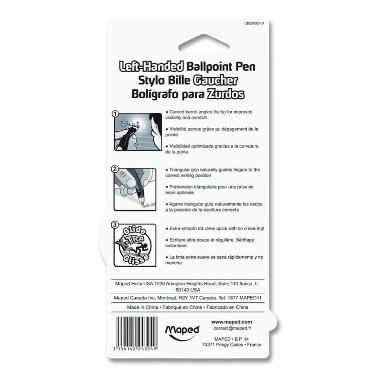Visio Left-Handed Ballpoint Pen, Stick, Medium 1 mm, Assorted Ink and Barrel Colors, 3/Pack