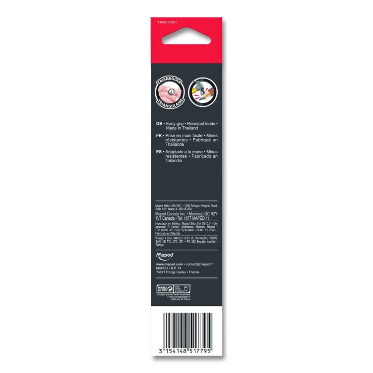 Essentials Triangular Pre-Sharpened Pencils, HB (#2), Black Lead, Yellow Barrel, 12/Box