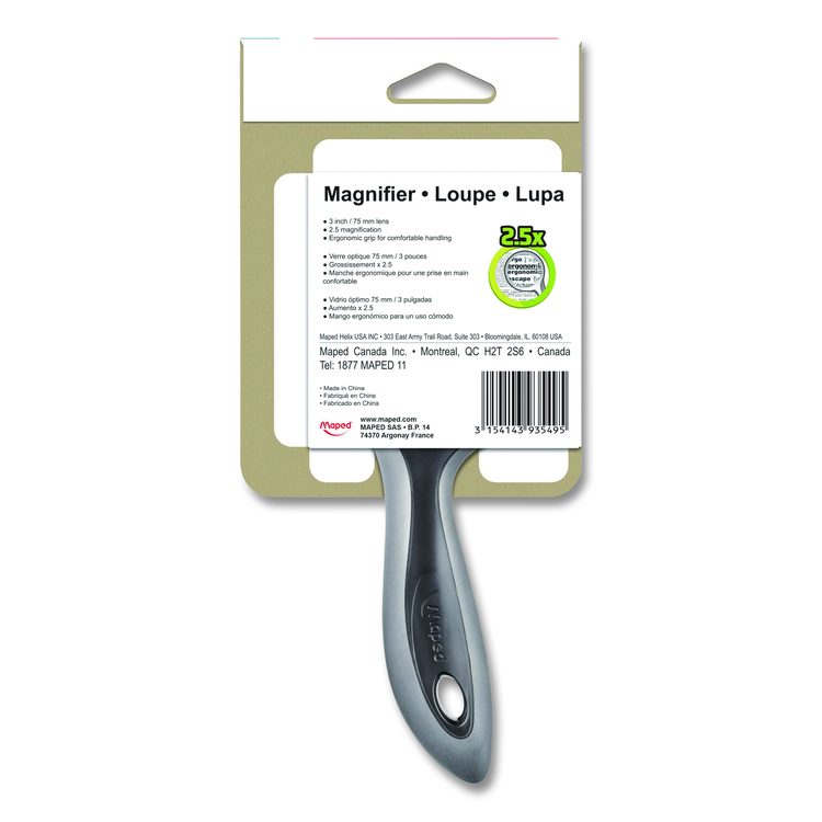 2.5X Soft Touch Large Magnifying Glass, Plastic Lens, 3" dia, Randomly Assorted Color