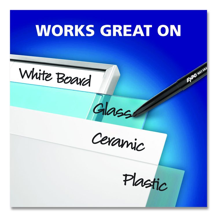 Wet Erase Markers, Fine Needle Tip, Blue, 12/Pack