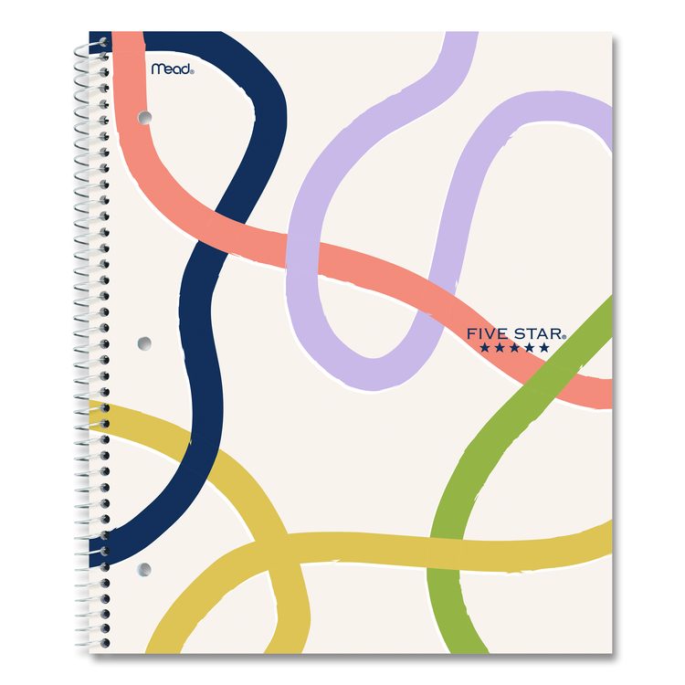 Simple Waves Organic Lines Notebook w/ Study App, 1-Subject, Med/College Rule, Assorted Cover Color (80) 11 x 8.5 Sheets