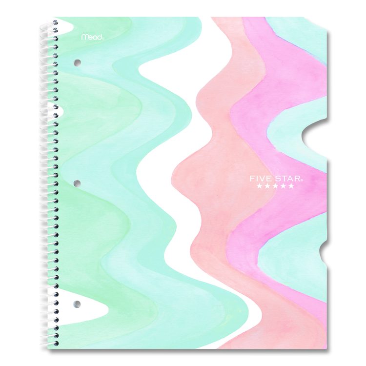 Brushy Moves Pastel Waves Design Notebook w/ Study App, 1-Subject, Wide/Legal Rule, Assorted Cover Color, (80)11 x 8.5 Sheets