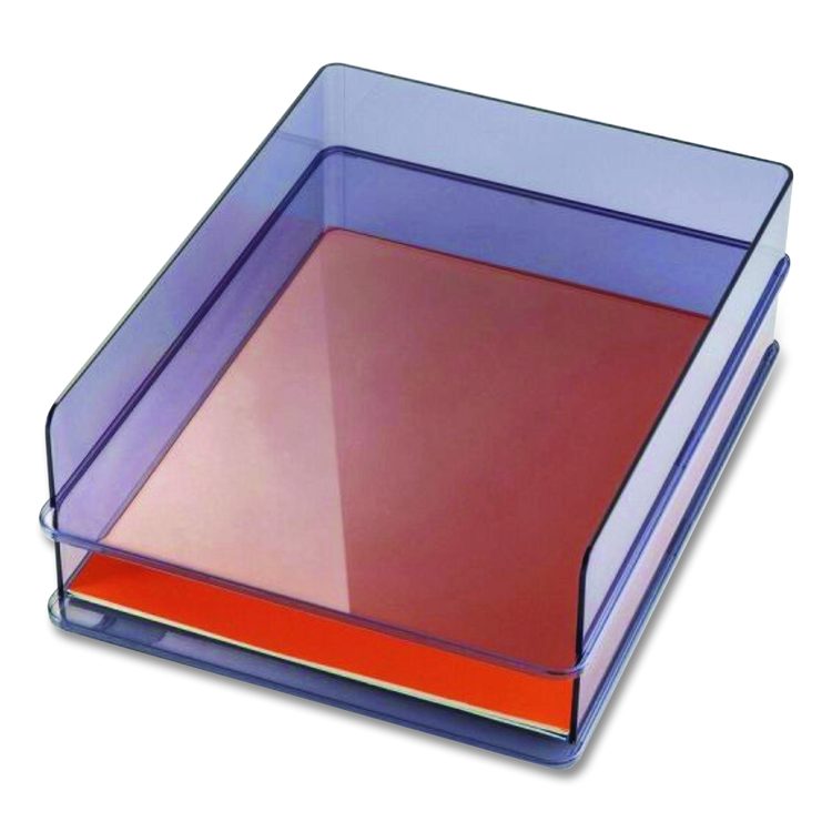 Recycled Plastic Letter Tray, 1 Section, Letter Size Files, 10.16" x 12.8" x 2.76", Translucent Ash, 2/Pack