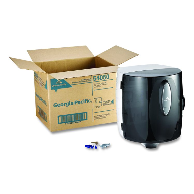 Center-Pull Paper Towel Dispenser, 9.9 x 10 x 10.5, Translucent Smoke