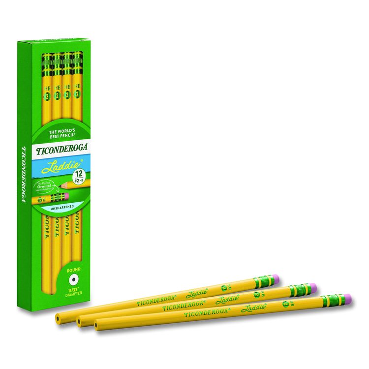 Ticonderoga Laddie Woodcase Pencil with Microban, HB (#2), Black Lead, Yellow Barrel, 12/Pack