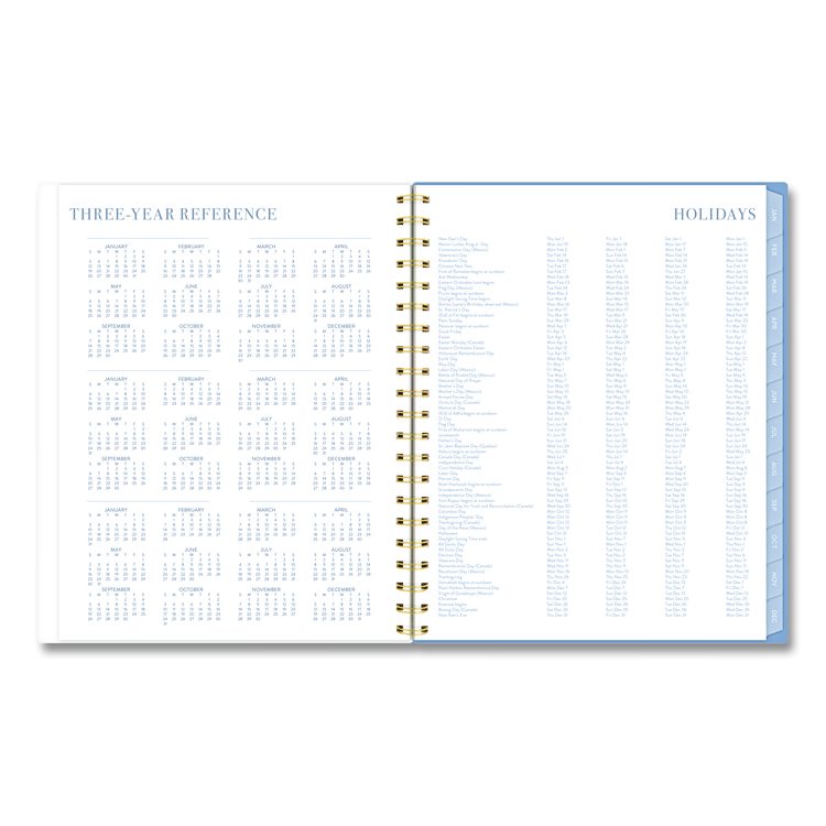 Weekly/Monthly Calista Floral Planners, 11 x 8.5, Floral Artwork, Blue/Purple/Green Cover, 13 Month: Jan 2026 to Jan 2027