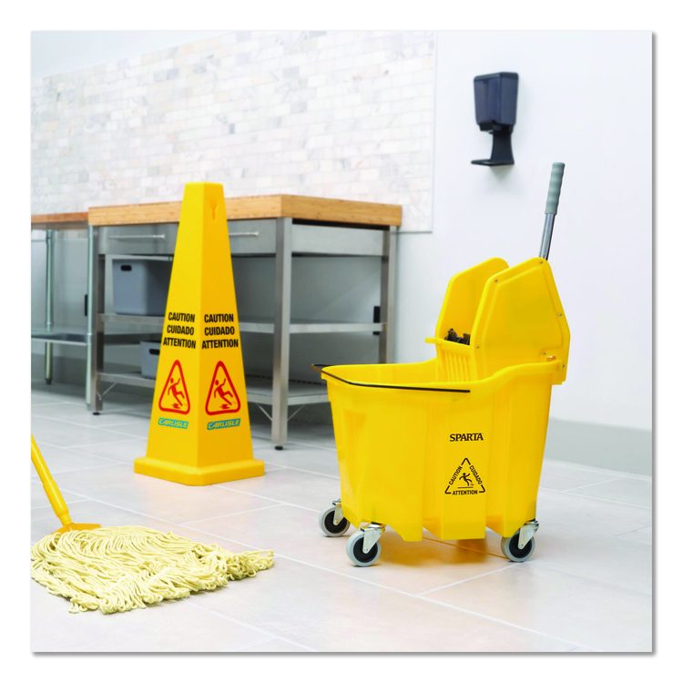 OmniFit Mop Bucket with Down Press Wringer, 35 qt, Yellow