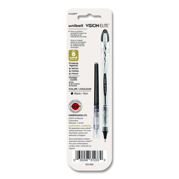 Refill for Vision Elite Roller Ball Pens, Bold Conical Tip, Black Ink, 2/Pack