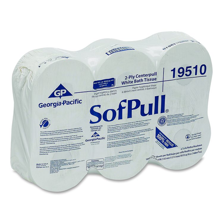 High Capacity Center-Pull Tissue, Septic Safe, 2-Ply, White, 1,000 Sheets/Roll, 6 Rolls/Carton