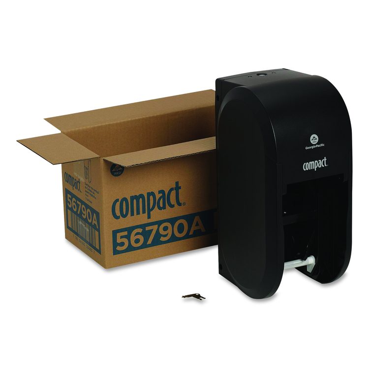 Compact Vertical Double Roll Coreless Tissue Dispenser, 14.06 x 6.69 x 8.19, Black