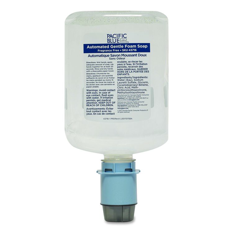 Pacific Blue Ultra Automated Foam Soap Refill, Fragrance-Free, 1,200 mL, 3/Carton