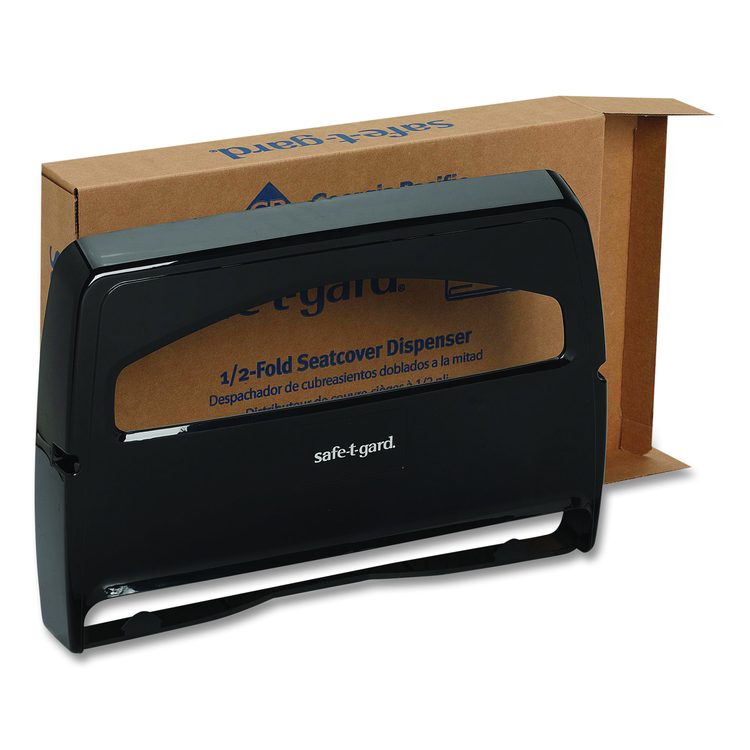 Safe-T-Gard Toilet Seat Cover Dispenser, Half-Fold, 16.38 x 2.5 x 11.75, Black