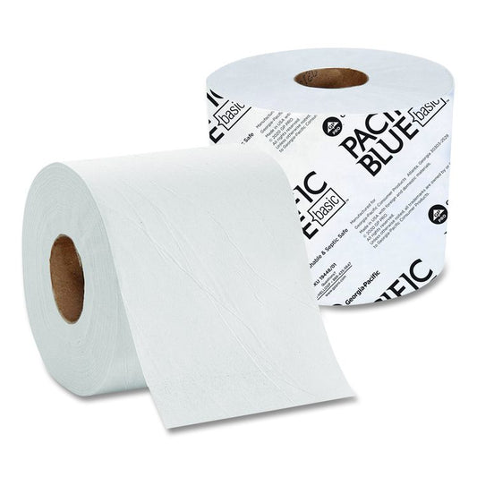 Pacific Blue Basic High-Capacity Bathroom Tissue, Septic Safe, 2-Ply, White, 1,000 Sheets/Roll, 48 Rolls/Carton