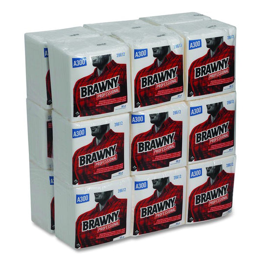 Professional Cleaning Towels, 1-Ply, 12 x 13, White, 50/Pack, 18 Packs/Carton