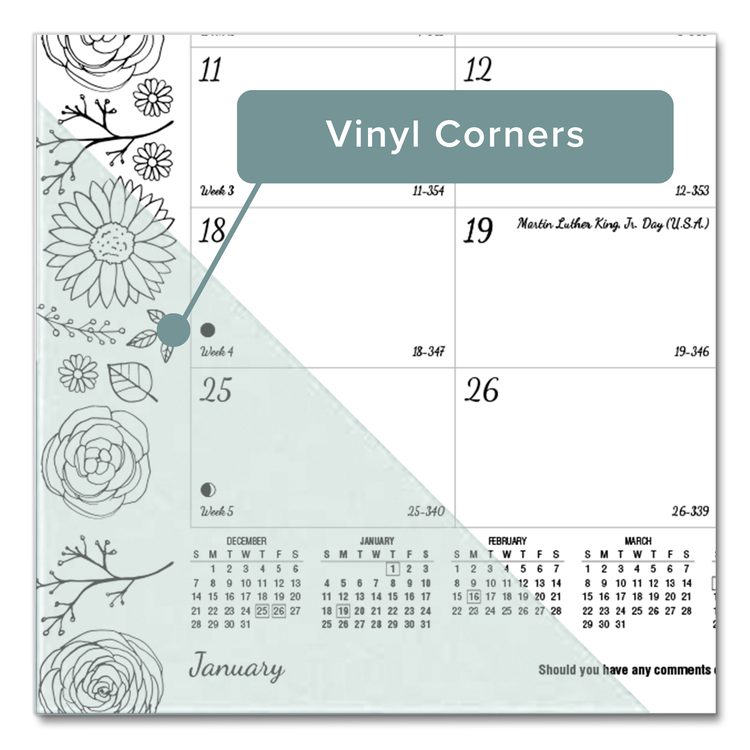 Monthly Desk Pad Calendar, Monthly Coloring Artwork, 17.75 x 10.88, Black Binding, Clear Corners, 12-Month (Jan to Dec): 2026