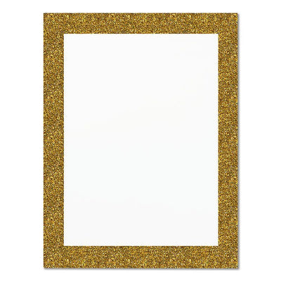 Glitter Poster Board, 22" x 28", Heavyweight, White with Gold Border, 25/Pack
