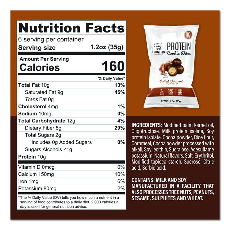 Protein Cookie Bites Variety Pack, Salted Caramel and Milk Chocolate, 1.2 oz Bag, 14/Box