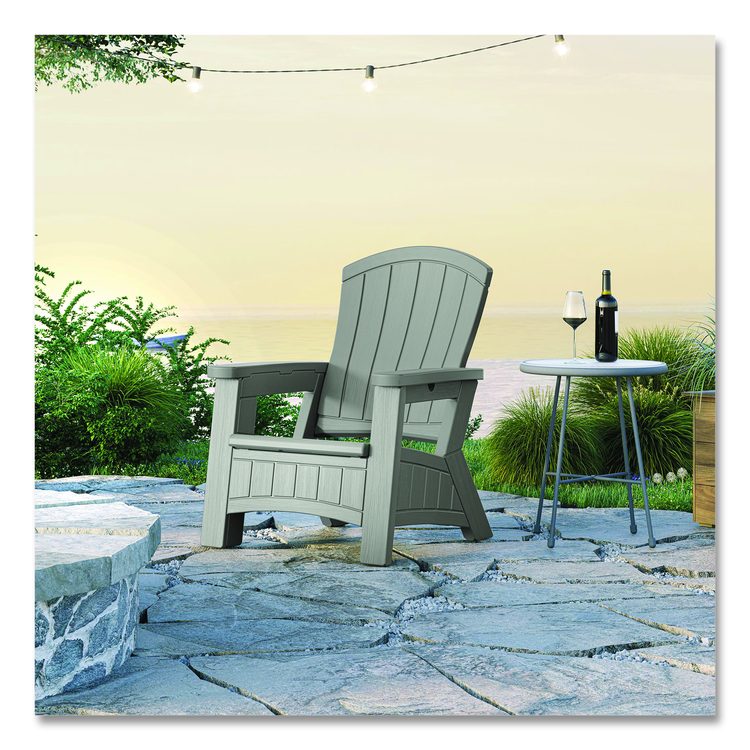 Adirondack Chair with Storage, Supports Up to 375 lb, 14.5" Seat Height, 30" x 32.5" x 38.5", Dove Gray
