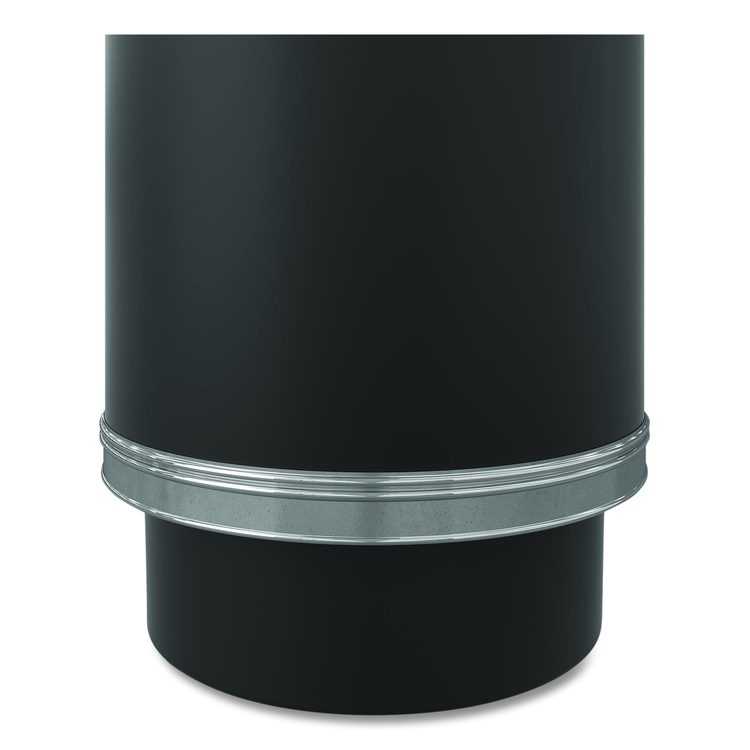 Half Round Metal Trash Can with Ashtray, 9 gal, Steel, Black