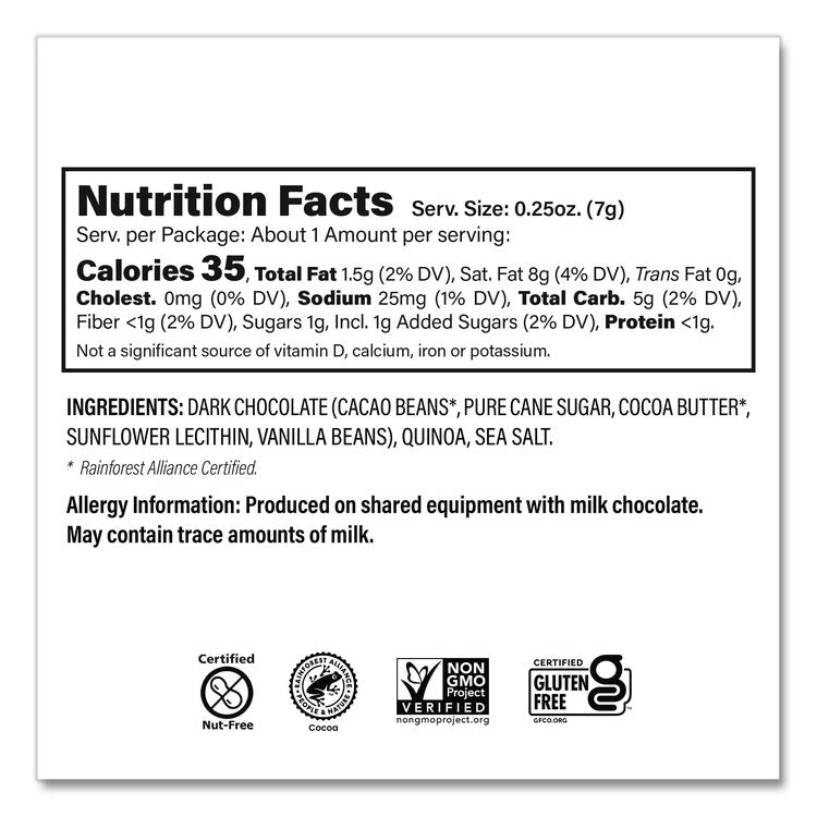 Dark Chocolate and Sea Salt Mini Quinoa Crisps, 0.25 oz Bag, 125/Carton