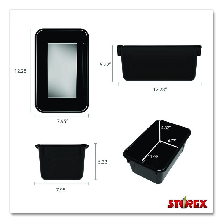 Cubby Bin, Neutral Tones, 1.8 gal, 7.8" x 12.09" x 5.18", Black, 5/Pack