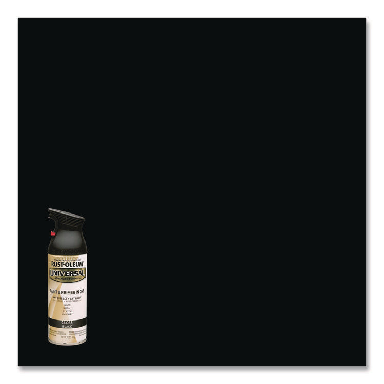 Universal Premium Spray Paint, Gloss Black, 12 oz Aerosol Can, 6/Carton