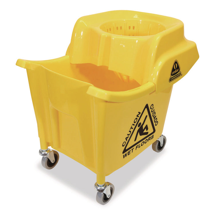 MaxiRough Institutional Mop Bucket and Wringer, 32 to 35 qt, Yellow