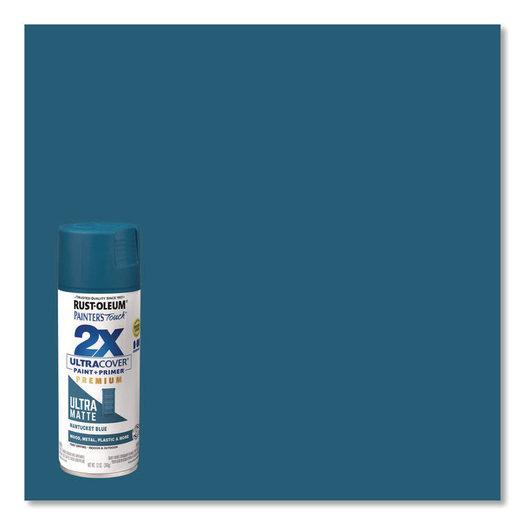 Painter's Touch 2X Ultra Cover Spray Paint, Ultra Matte Blue, 12 oz Aerosol Can, 6/Carton