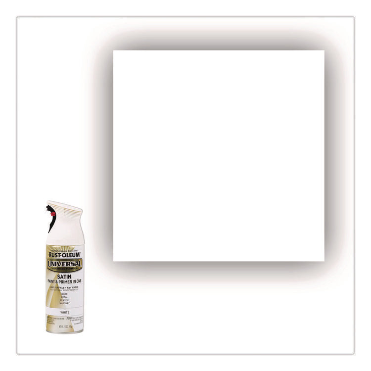 Universal Premium Spray Paint, Satin White, 12 oz Aerosol Can