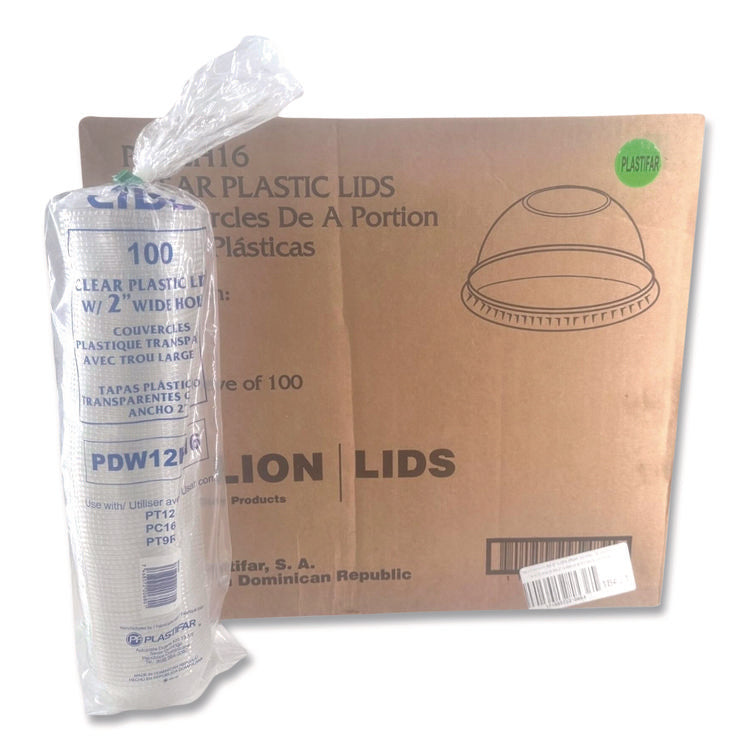 PET Lids, Fits 5 oz and 8 oz Sundae Cup, 100/Sleeve, 10/Sleeves/Carton