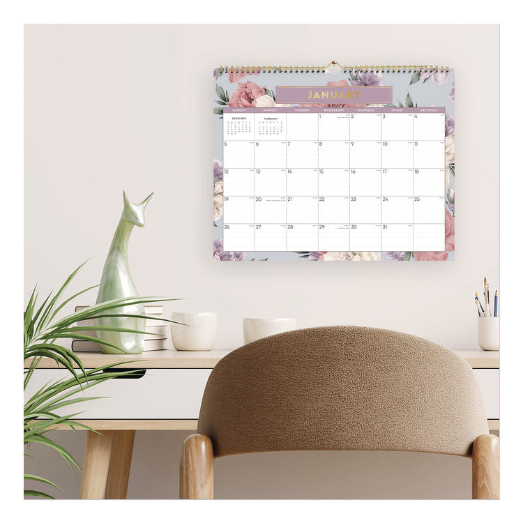 Tula Monthly Wall Calendar, Floral Artwork, 15 x 12, White/Multicolor Sheets, 12-Month (Jan to Dec): 2026