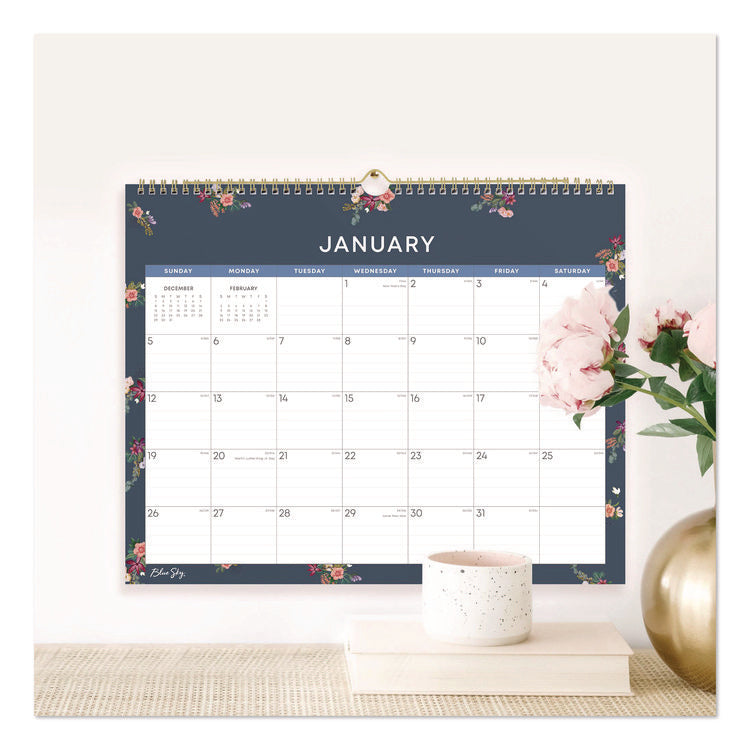 Ashlyn Monthly Wall Calendar, Floral Artwork, 15 x 12, White/Blue/Pink Sheets, 12-Month (Jan to Dec): 2026