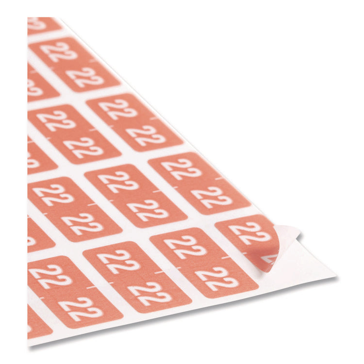 Yearly End Tab File Folder Labels, 22, 0.5 x 1, Pink, 25/Sheet, 10/Sheets per Resealable Pegboard Display Pack, 250/Pack