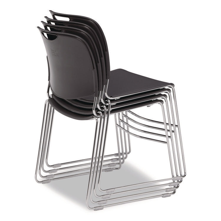8500 Series Ultra-Compact Plastic Stack Chair, Supports Up to 500 lbs, 17" Seat Height, Gray Seat/Back, Chrome Base, 4/Carton