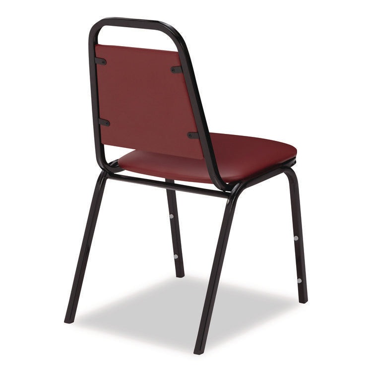 9100 Series Vinyl Upholstered Stack Chair, Supports Up to 300 lbs, 18" Seat Height, Burgundy Seat/Back, Black Base, 4/Carton