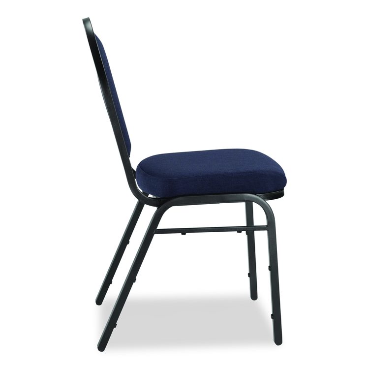 9200 Series Premium Upholstered Stack Chair, Fabric, Supports 500 lbs, 19" Seat Ht, Midnight Blue Seat/Back, Black Base, 2/Pk