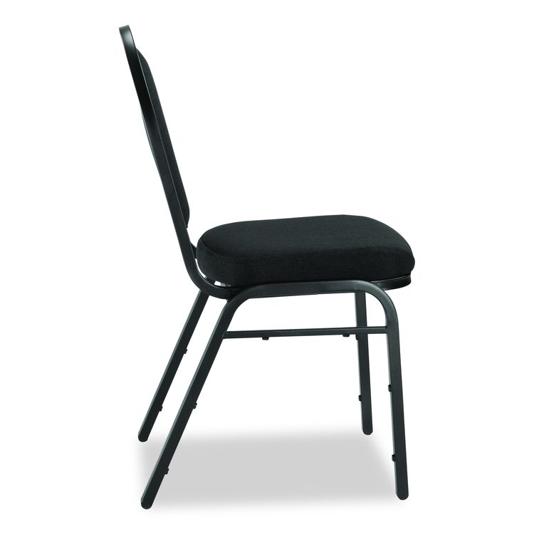 9200 Series Premium Upholstered Stack Chair, Fabric, Supports 500 lb,19" Seat Height, Ebony Black Seat/Back, Black Base, 2/PK