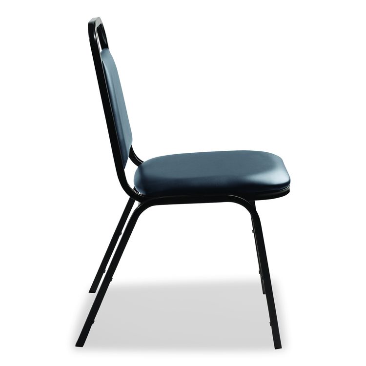 9100 Series Vinyl Upholstered Stack Chair, Supports 300 lbs, 18" Seat Height, Midnight Blue Seat/Back, Black Base, 4/Carton