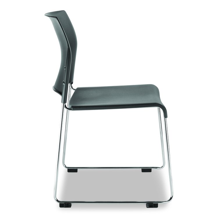 8800 Series Cafetorium Plastic Stack Chair, Supports Up to 500 lb, 18" Seat Height, Charcoal Seat/Back, Chrome Base, 4/Carton