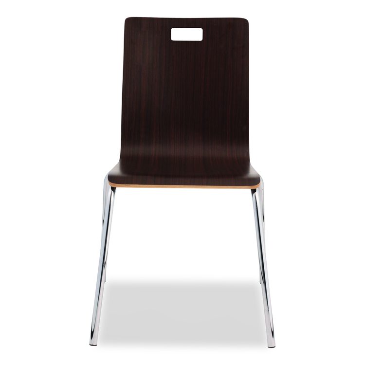 Bushwick Series Bentwood Chair, Supports Up to 500 lb, 18" Seat Height, Espresso Seat, Espresso Back, Chrome Base, 4/Carton