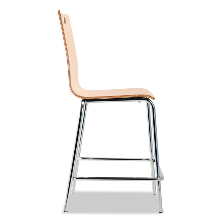 Bushwick Series Bentwood Stool, Counter Height, Supports Up to 500 lb, 24" Seat Height, Natural Seat/Back, Chrome Base, 4/CT