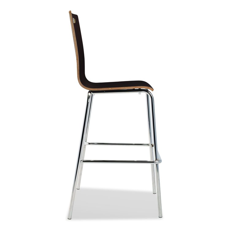 Bushwick Series Bentwood Stool, Supports Up to 500 lb, 30" Seat Height, Espresso Seat, Espresso Back, Chrome Base, 4/Carton