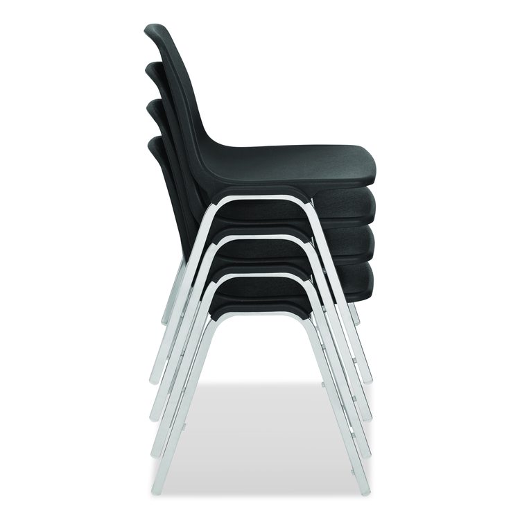 8100 Series Poly Shell Stacking Chair, Supports Up to 500 lb, 18" Seat Height, Black Seat, Black Back, Chrome Base, 4/Carton