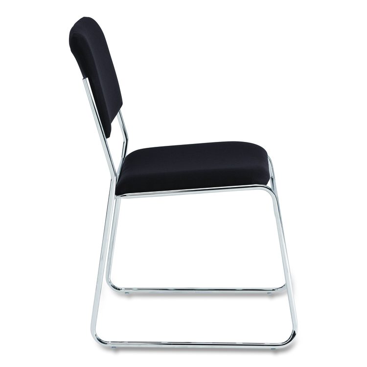 8600 Series Fabric Padded Signature Stack Chair, Supports Up to 500 lb, 19" Seat Ht, Black Seat/Back, Chrome Base, 2/Pack