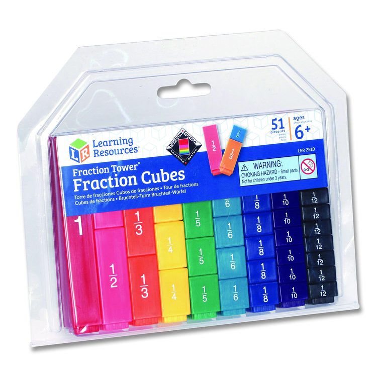 Fraction Tower Fraction Cubes, Grades 1 to 4, 51 Pieces