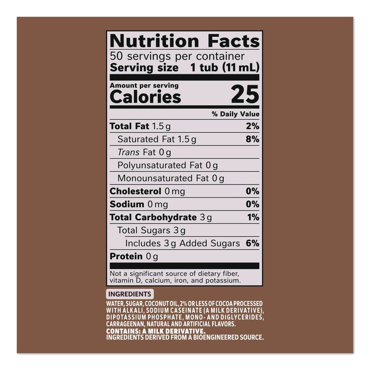 Liquid Coffee Creamer, Cafe Mocha, 0.38 oz Mini Cups, 50/Box
