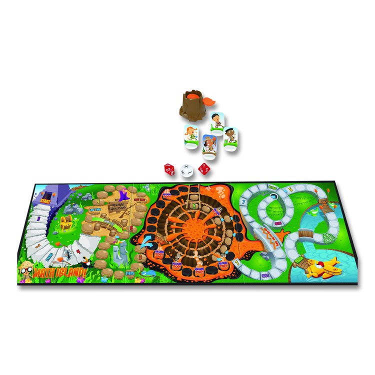Math Island Addition and Subtraction Game, 2 to 4 Players, Grades 1 to 4, 8 Pieces