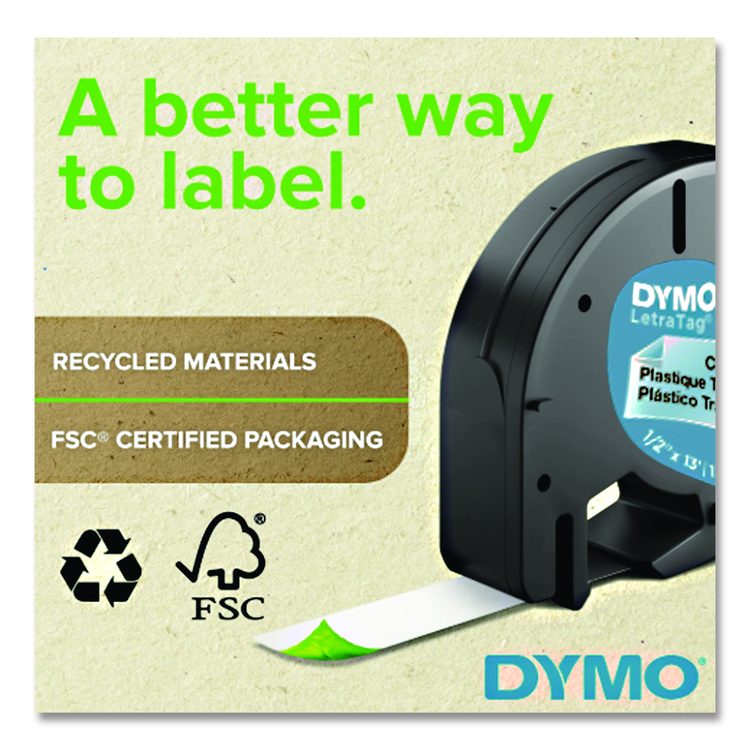 LetraTag Plastic Label Tape Cassette, 0.5" x 13 ft, Clear